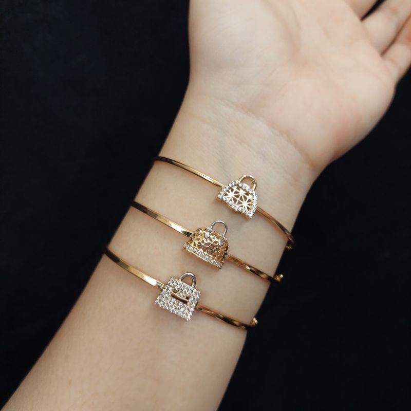 Gelang bangle Tas Valenci emas asli cantik awet manis kekinian