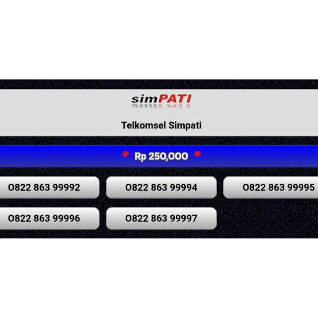 NOMOR CANTIK SIMPATI 0822 863 9999X