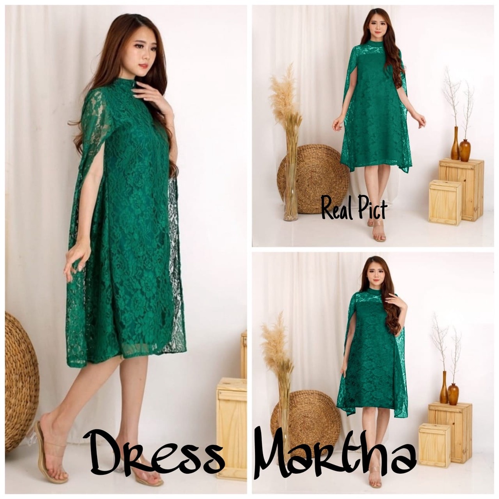 3 UKURAN L XL XXL DRESS MARTHA BRUKAT LAPIS FURING PAKAIAN WANITA MR ADA VIDEO REAL PICT