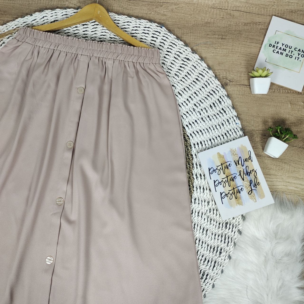 ROK SUPER JUMBO 100KG KE ATAS BUTTONSKIRT BIGSIZE - BISA COD - BUMIL - BAHAM ADEM GAK NERAWANG-KREM