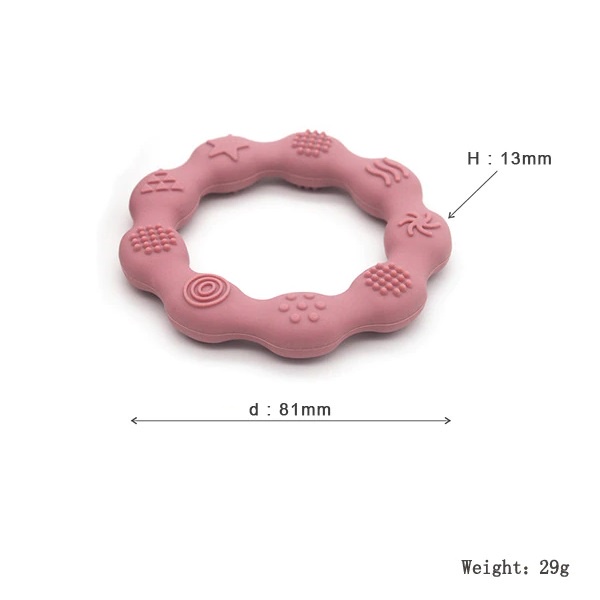 One Piece Silicone Ring Teether Mainan Gigitan Anak Bayi 3 Bulan Silikon BPA Free