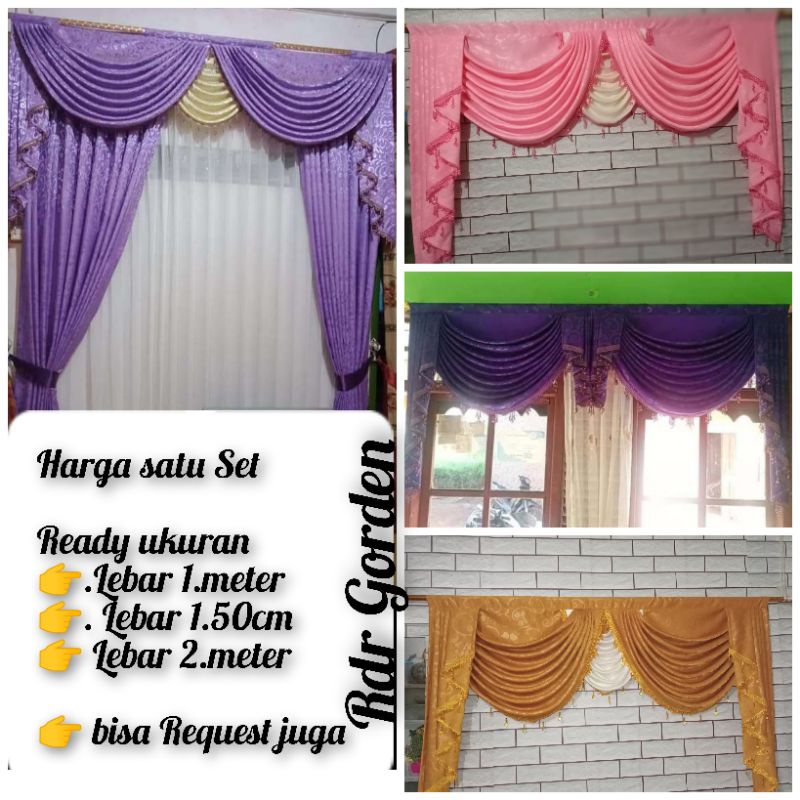 Tiray Jendela Hordeng Poni Sepanyol Gelombang 1 Set Gorden Mewah Gorden Pintu Ruang Tamu Tirai Poni