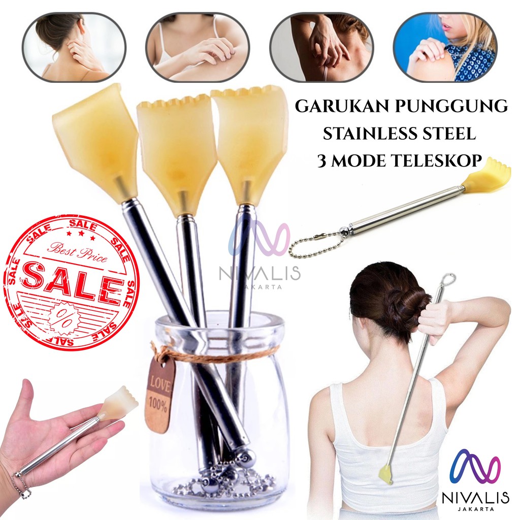 ALAT GARUK PUNGGUNG STAINLESS PVC / 3 MODE TELESKOPIC / ANTI KARAT