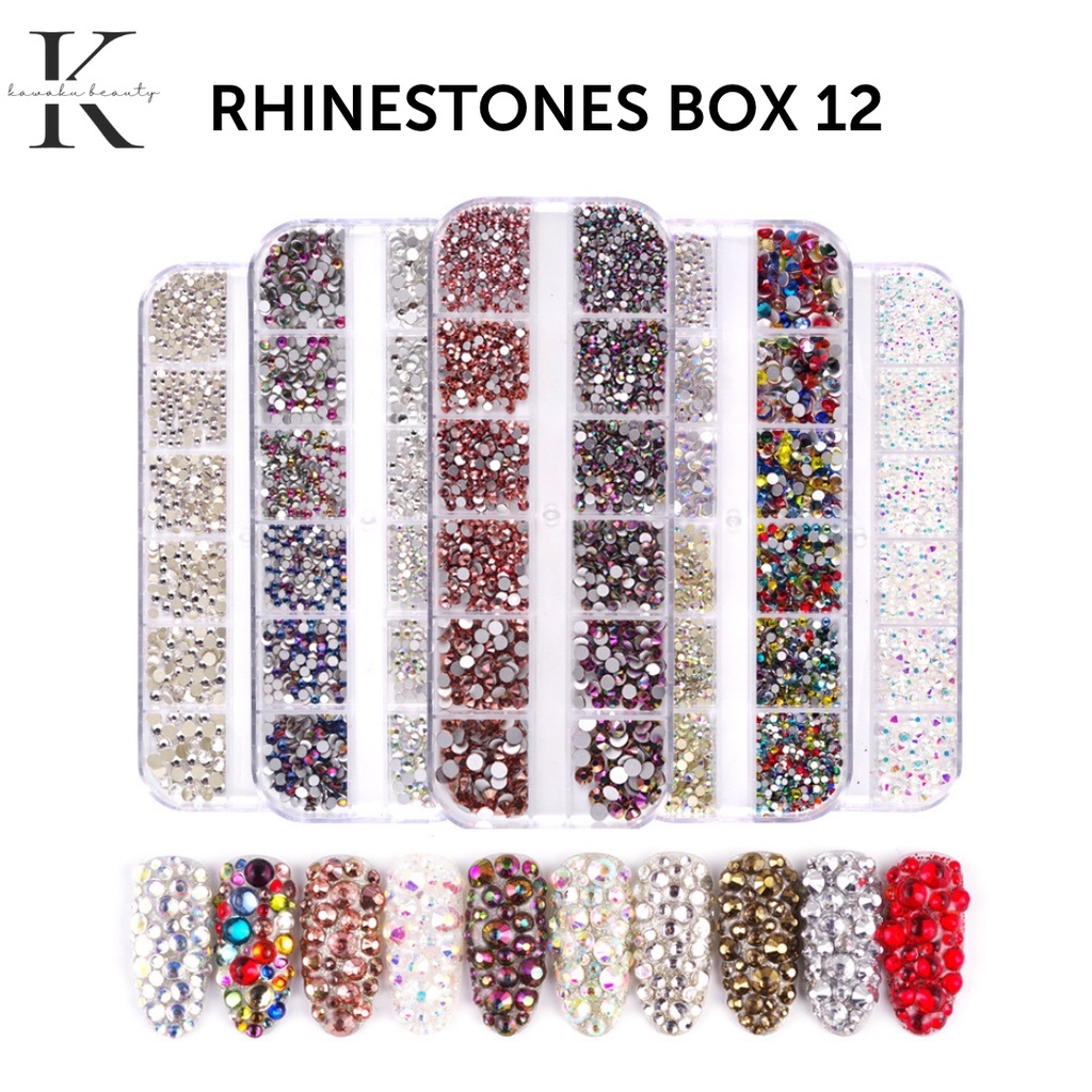 HIASAN KUKU NAIL ART DECORATION DIY RHINESTONES DIAMOND BOX ISI 12