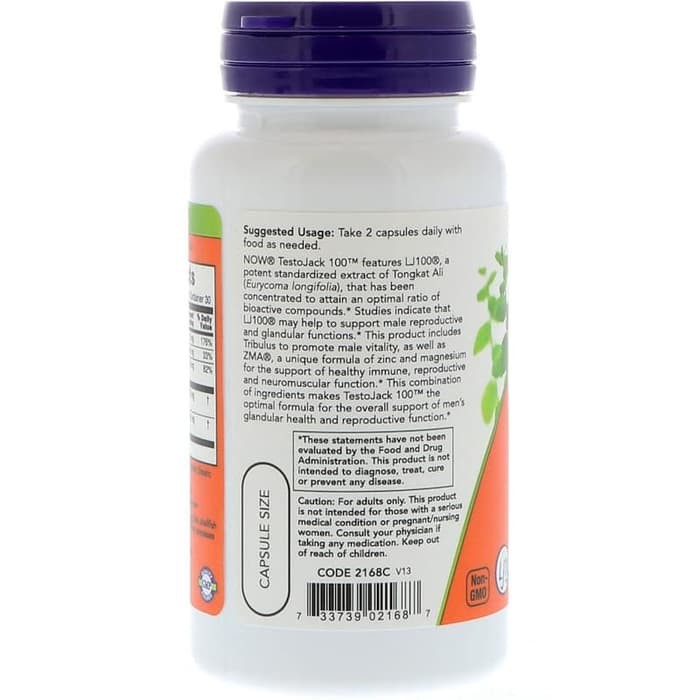 Now Foods, TestoJack 100, 60 Veg Meningkatkan Performa Testoteron Pria