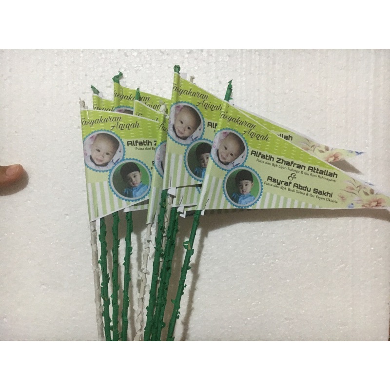 50pcs Bendera aqiqah custom thema