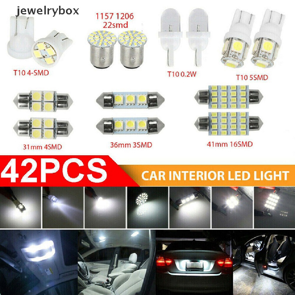 42pcs Lampu Led Warna Putih Untuk Plat Nomor Mobil