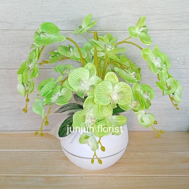Bunga Anggrek Plastik Jumbo Pot Bola Besar/Bunga Hiasan Meja /Bunga Anggrek Jumbo Artificial//