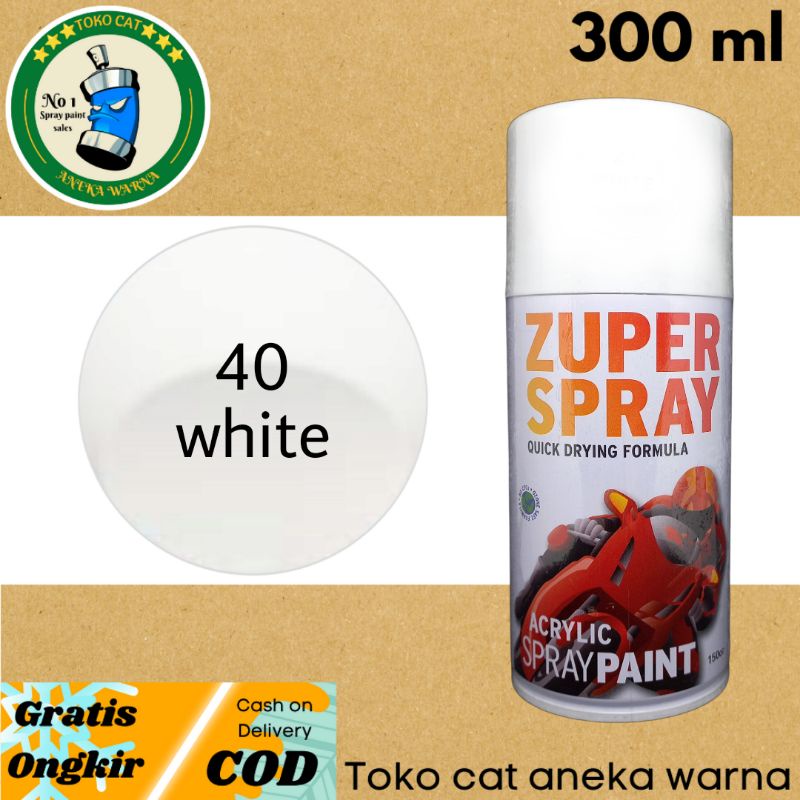 cat semprot 300ml white putih gloss mengkilap zuper spray produk dari rj london spray paint pok pilox pylox