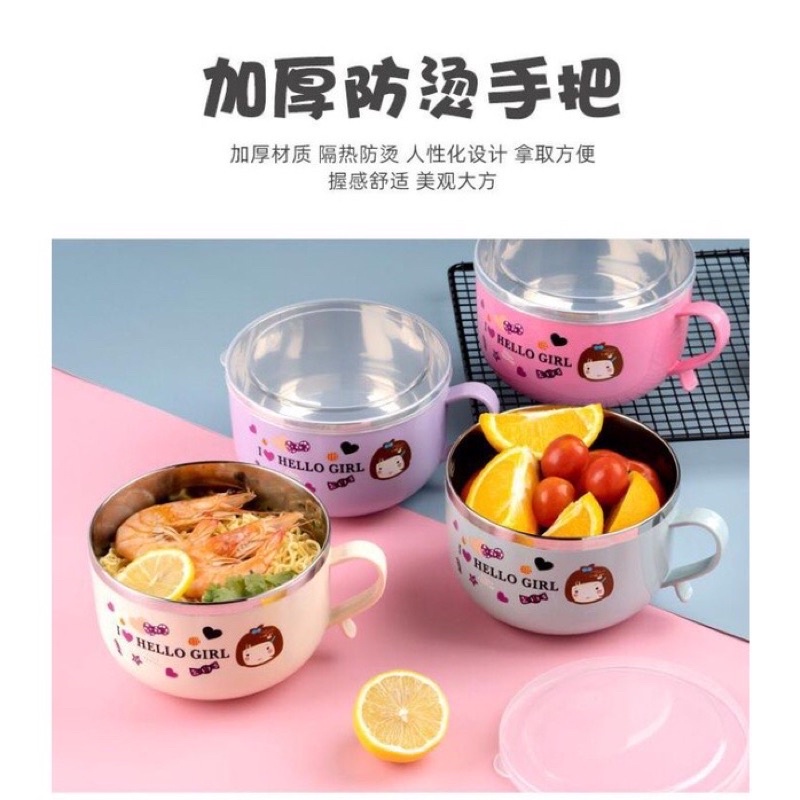 bowl cangkir mangkok baby stainless plus tutup kedap udara