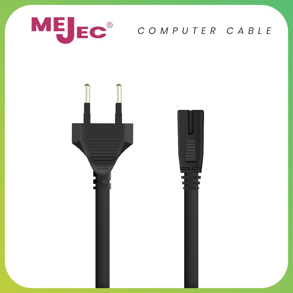 Cable power cord 2 prong mejec dc 1.5 meter for printer ps 2 3 4 radio adaptor - Kabel power angka 8 2 lubang 1.5m