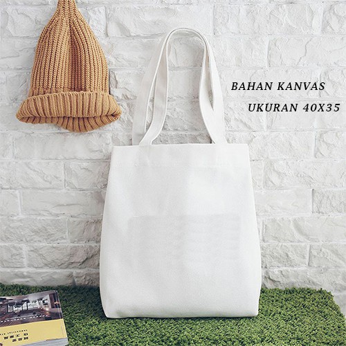 Totebag Kanvas Custome Satuan Sablon Hasil Kuat Tas Kantong Belanja Kain