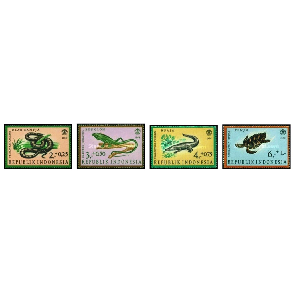 

Perangko Filateli B38 - Indonesia MNH 4v 20.12.1966 Reptiles