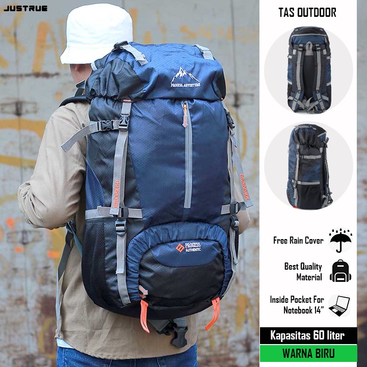 Justrue Lepus Tas Gunung 60 Liter Ransel Keril 60L Biru 121