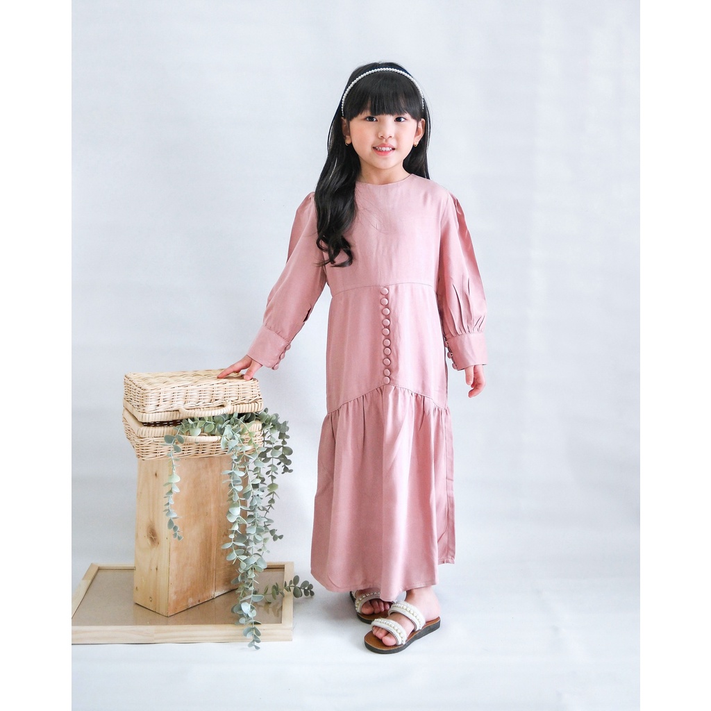 ALINA MAXI DRESS | Baju Anak | Dress Anak Perempuan | Dress Rayon | Dress Muslim Anak | Dress kancing Anak | Dress Mermaid anak | Puff dress anak