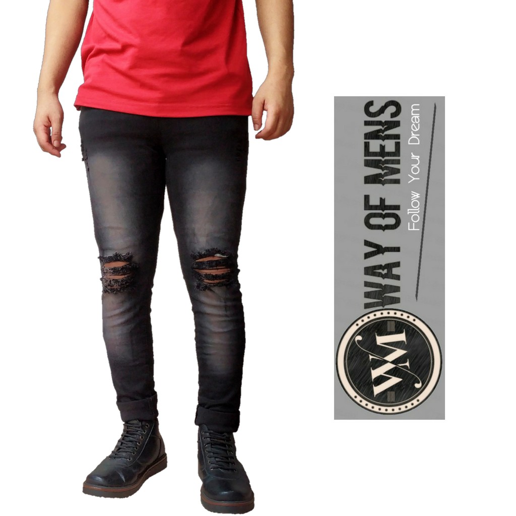 Celana Jeans Skinny Premium Hitam Spray