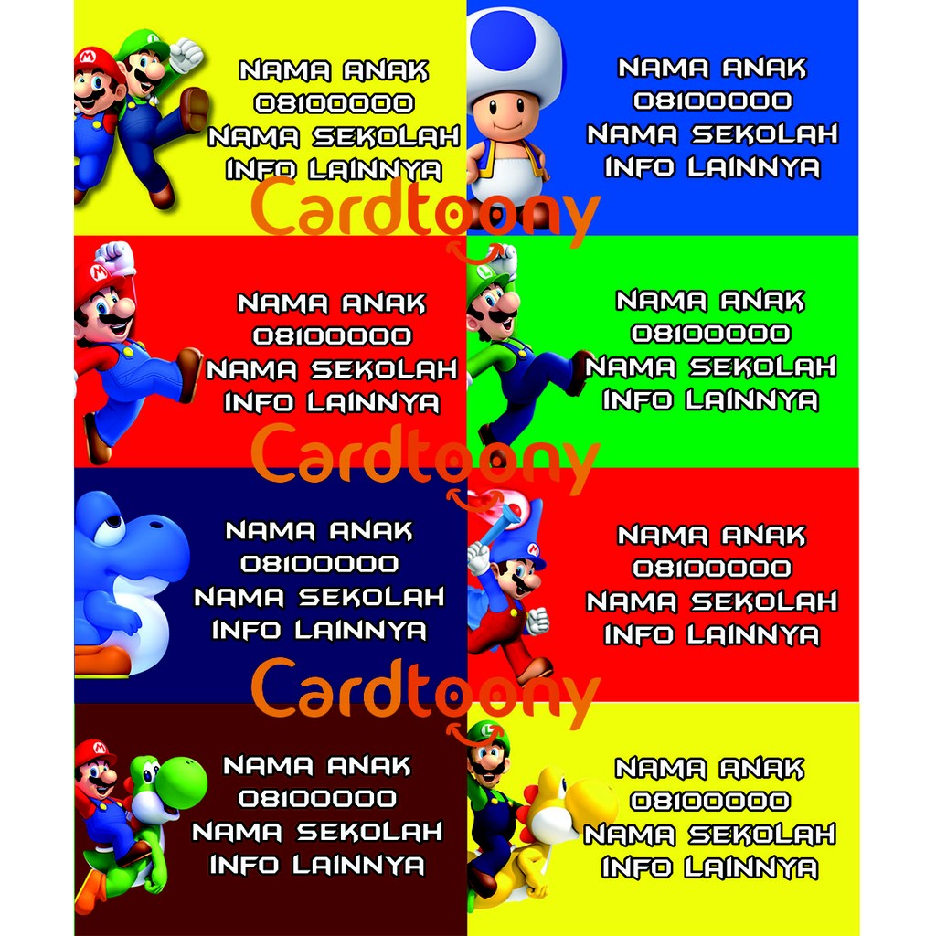 

Sticker / stiker label nama Mario Bros Game Nintendo