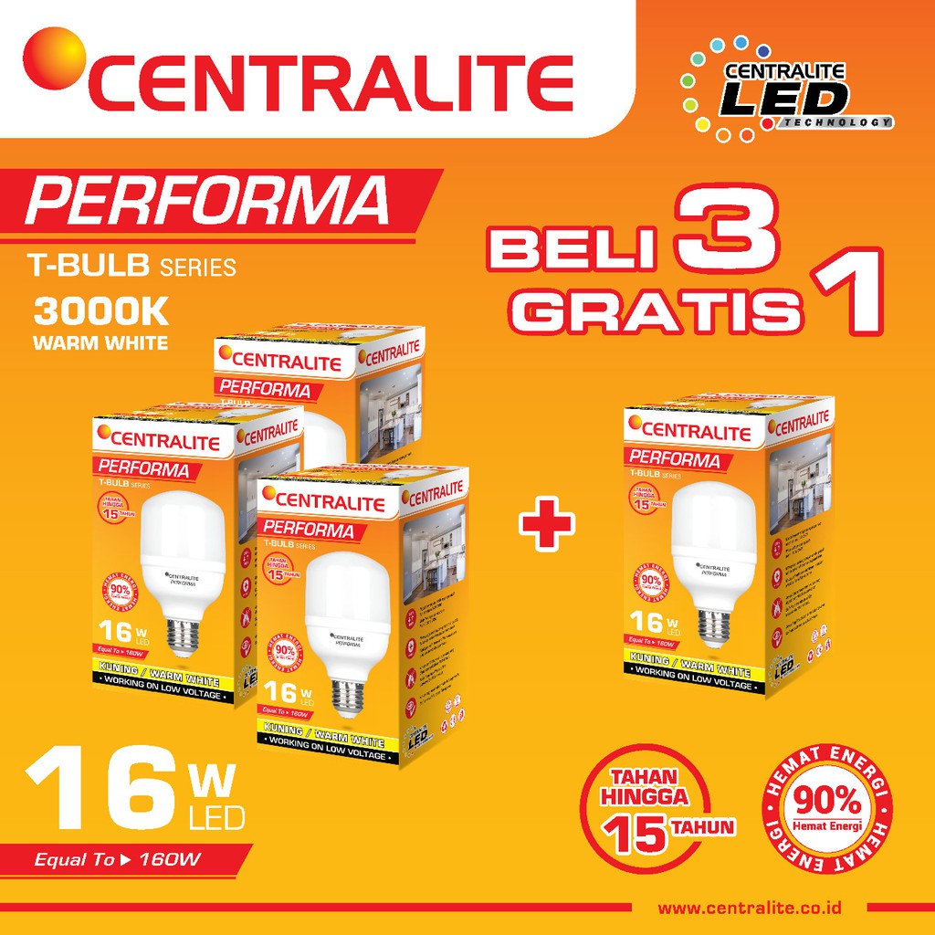 Paket 16W WW KUNING Isi 4 Bj CTL Performa Lampu Led Capsule 16W WW Kuning / Paket Bundling Lampu Led