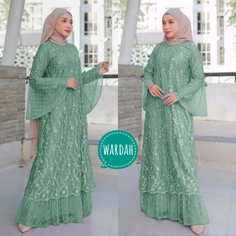 BJ - Nabila Dress Bahan Brukat Tile - Gamis Wanita Pesta Kondangan Fashion Muslim