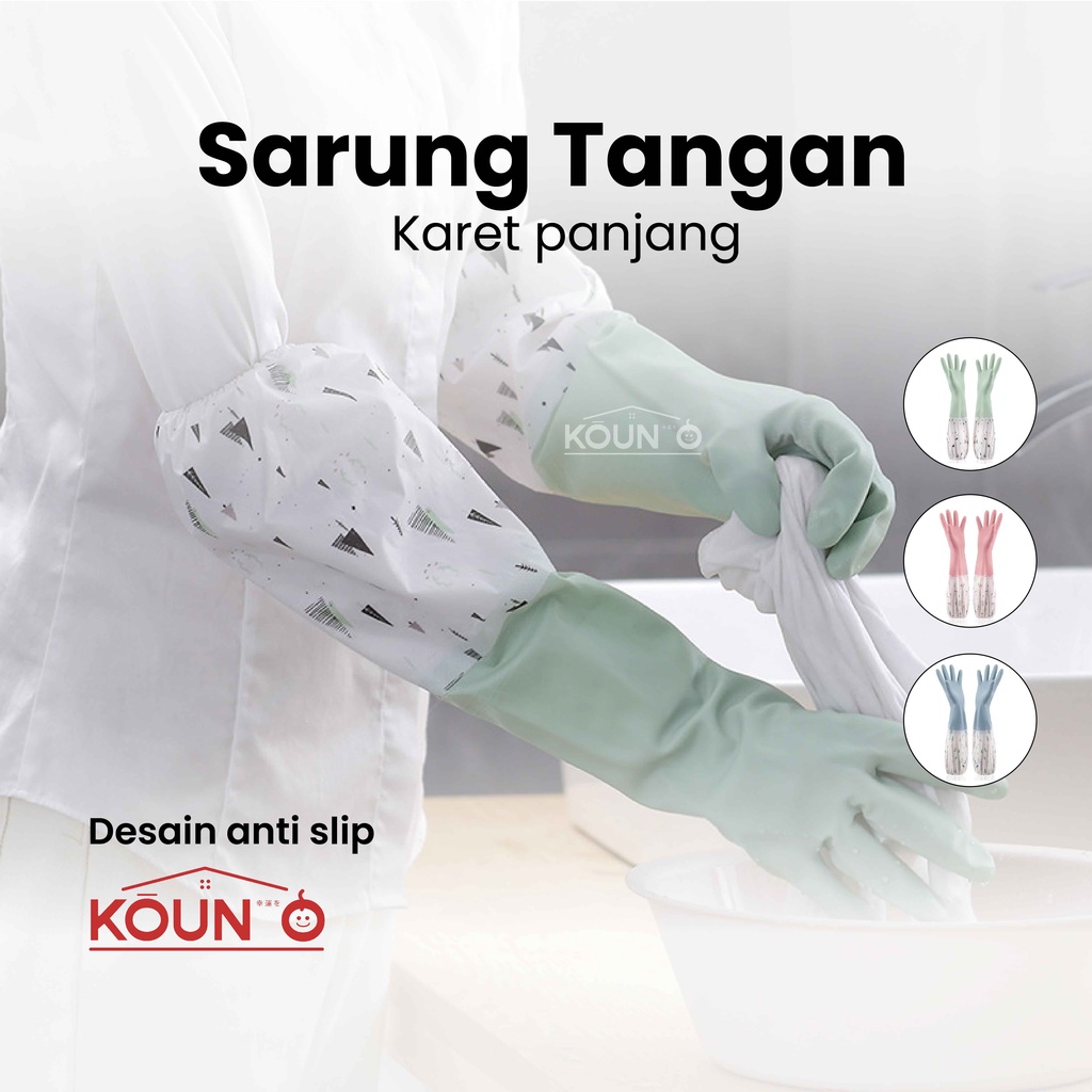 Sarung Tangan Karet Cuci Piring Baju Panjang Lateks Anti Air Tebal Rubber Gloves Latex Waterproof