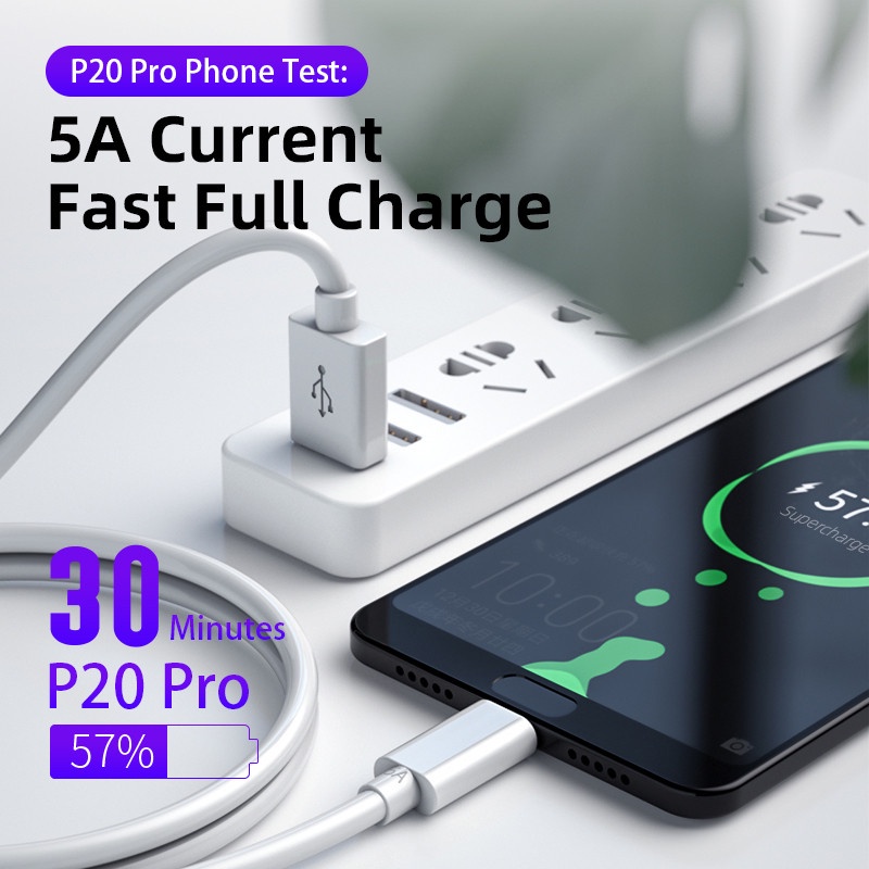 Kabel Fast Charging Tipe C Original 0.3 / 1 / 1.5 / 2 / 3M 5A Untuk Huawei IOS 5A V8 Android 5A