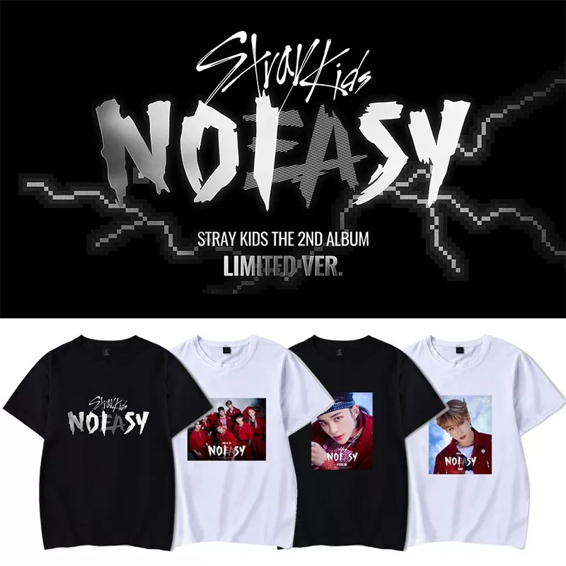 Kaos Stray Kids No Easy Oversize Murah T-shirt Member Stray Kids KPop Baju Straykids Wego Jumbo XXL