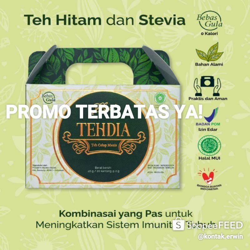 

Tehdia teh diet teh hitam teh pelangsing teh celup langsung manis bebas gula aman bagi penderita diabetes - kemasan sachet