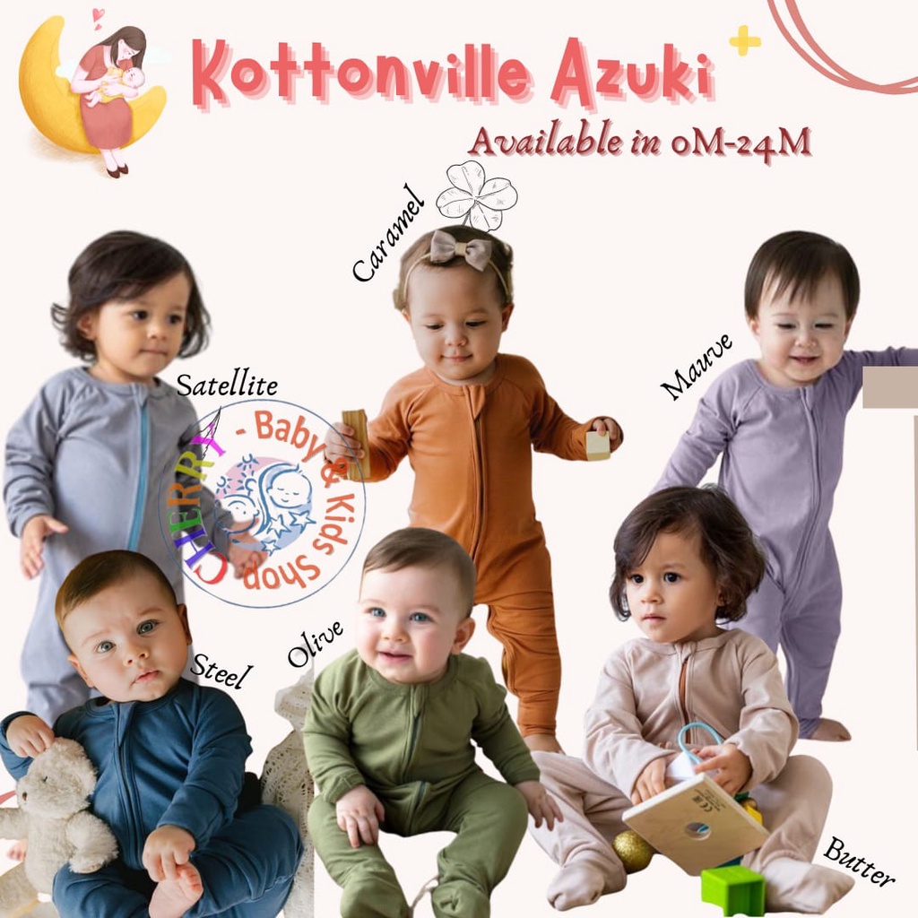 Kottonville Azuki Sleepsuit Zipper 0-2 Tahun Pastel Color CBKS