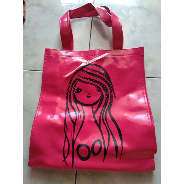 Preloved neon pink big tote bag tas besar
