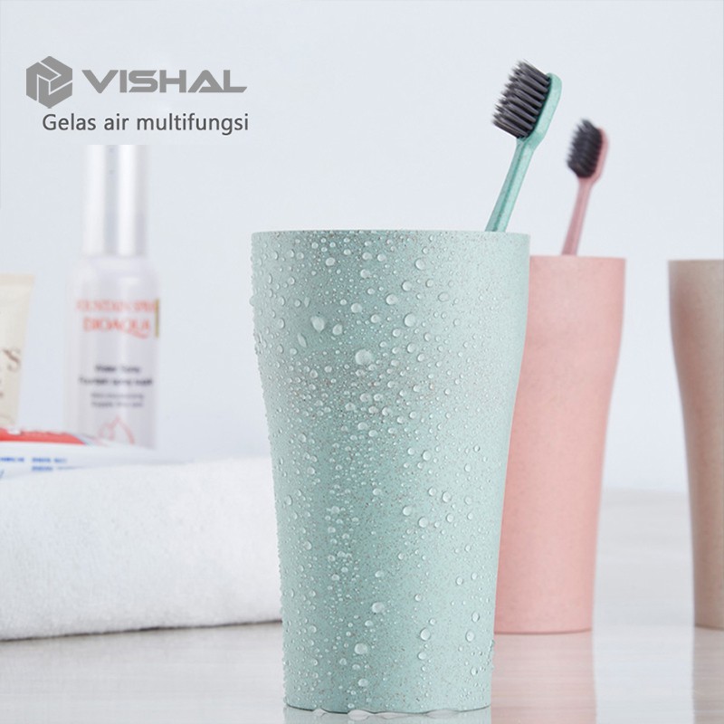 VISHAL Gelas Wheat Straw Set Cangkir Plastik Warna 4 In 1 Cups Wheat Cup Set Toothbrush Cup VS-14