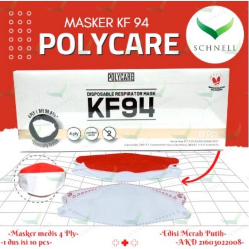 Masker Merah Putih KF94 POLYCARE