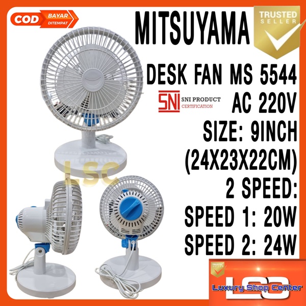 Kipas Angin Meja Desk Fan 9 Inch Mitsuyama MS-5544 Angin Kencang SNI ORIGINAL