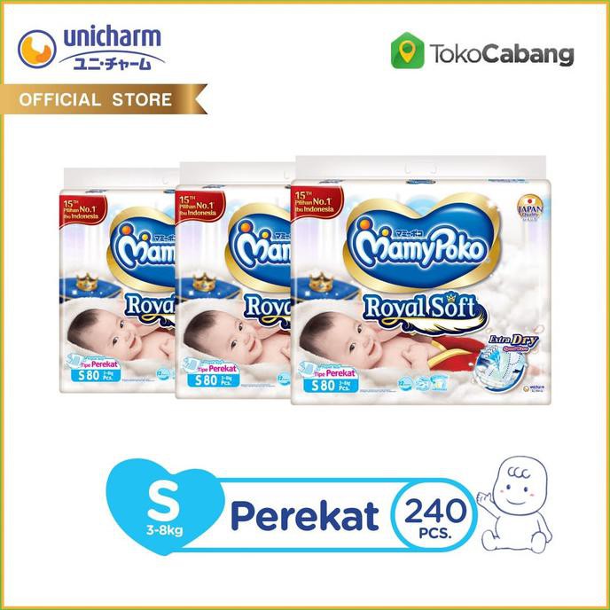MamyPoko Popok Perekat Royal Soft - S 80 - Karton Isi 3