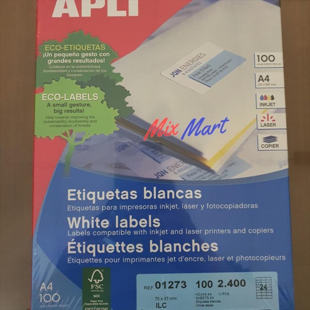 

Apli Label Computer Paper RA 01273 Bantex isi 100 lembar / 2400 stiker