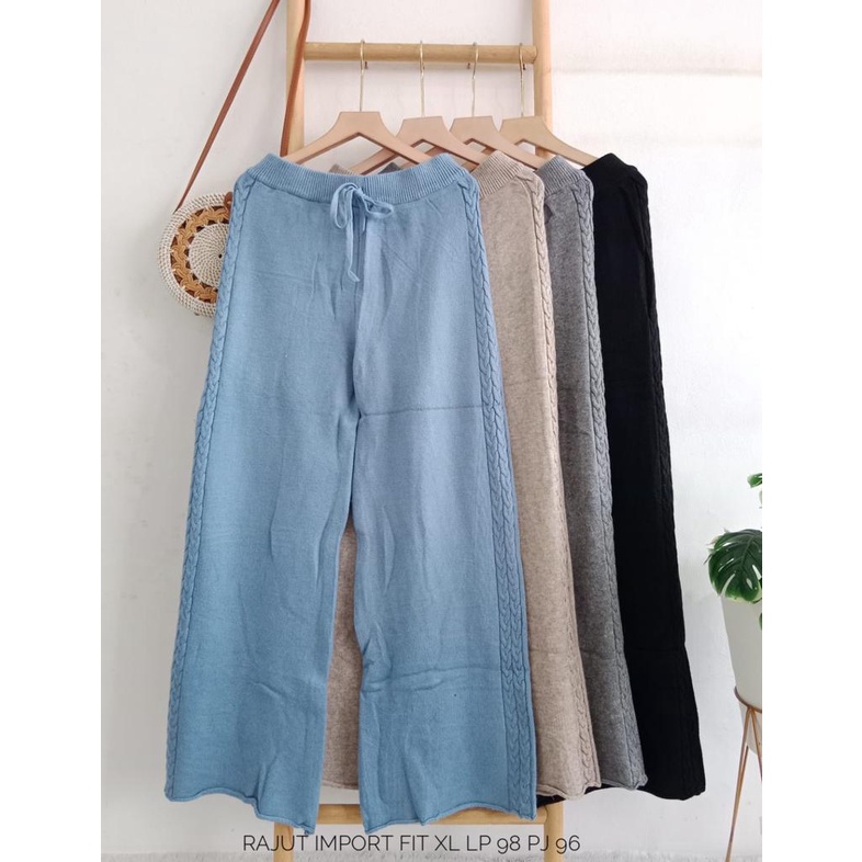 CELANA PANJANG KULOT WANITA - BAHAN RAJUT IMPORT FIT TO XL - CELANA KULOT WANITA TERMURAH