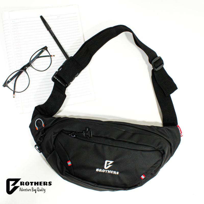 Tas Selempang Distro Waistbag Pria Wanita Waterproof Anti Air BROTHERS Batman Original Label Woven