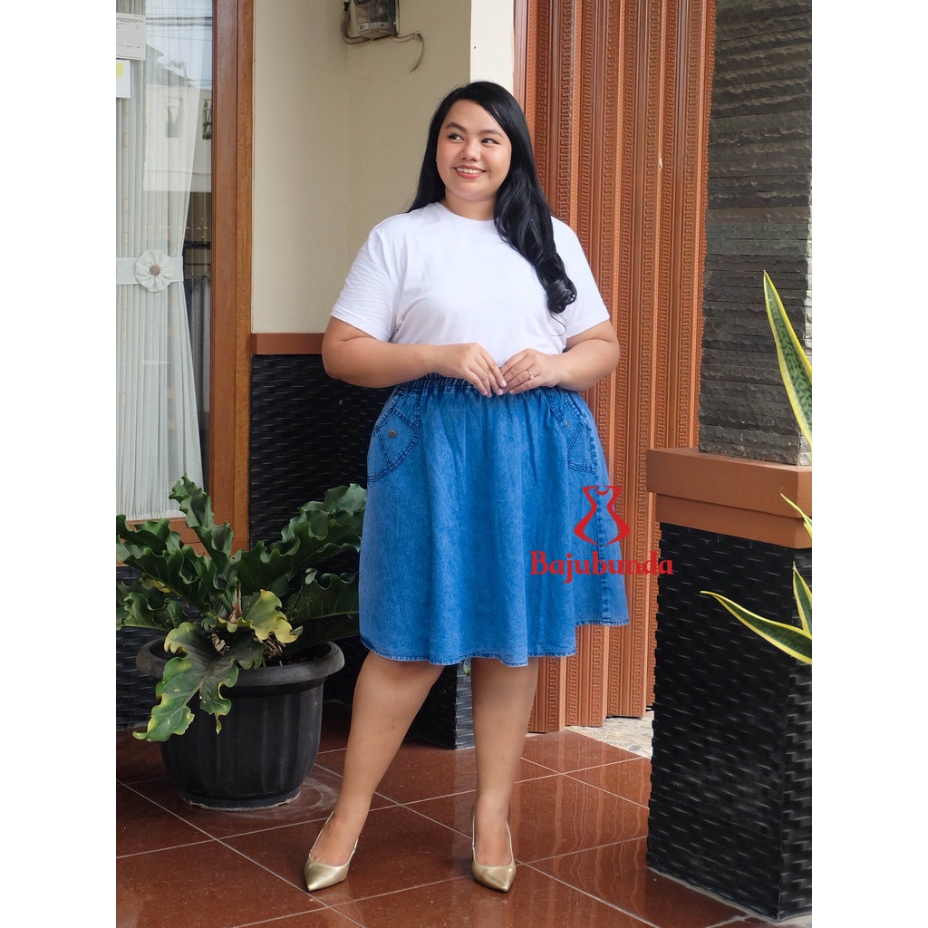 ROK JUMBO BIG SIZE DENIM JEANS XXXL-BIRU MUDA
