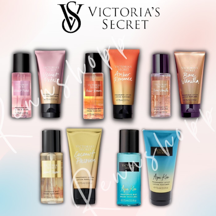 Paket Body Mist & Lotion Mini Victoria Secret 75ml - Travel Size - Love Addict