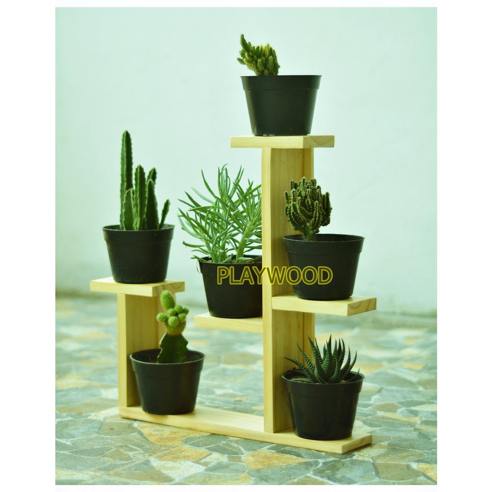 Rak Kayu Tempat Bunga Kaktus