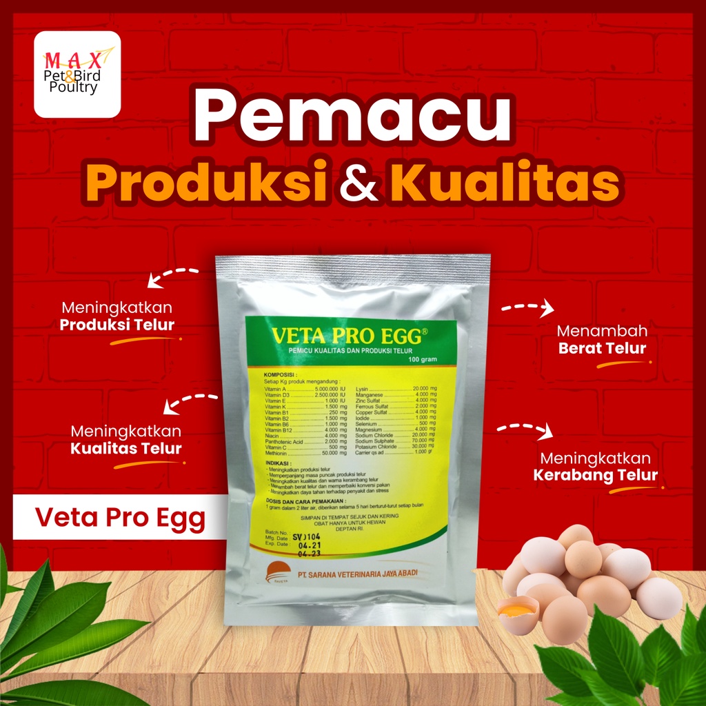 vitamin petelur veta pro egg 100 gram   vitamin ayam petelur   vitamin bebek petelur   vitamin puyuh