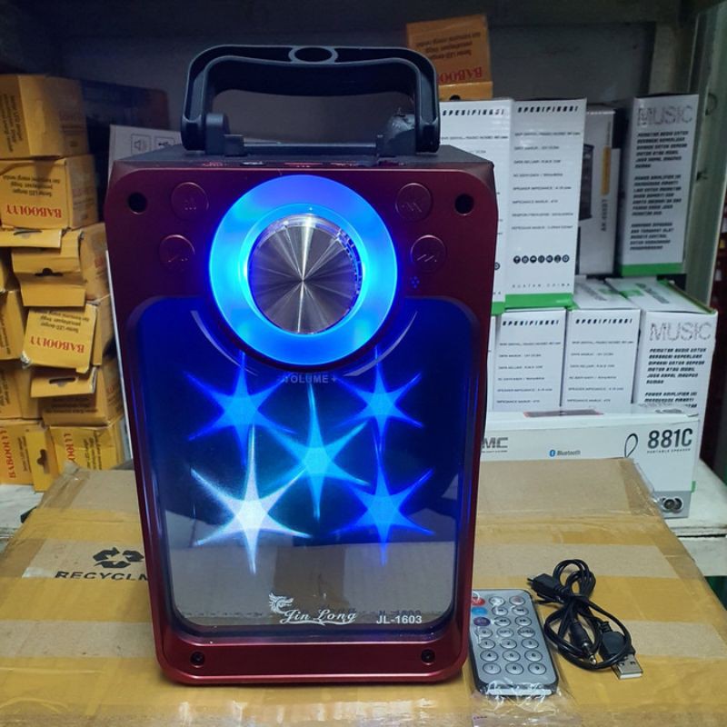 Speaker lampu disko suara ngebass Speaker Bluetooth Jinlong JL 1603