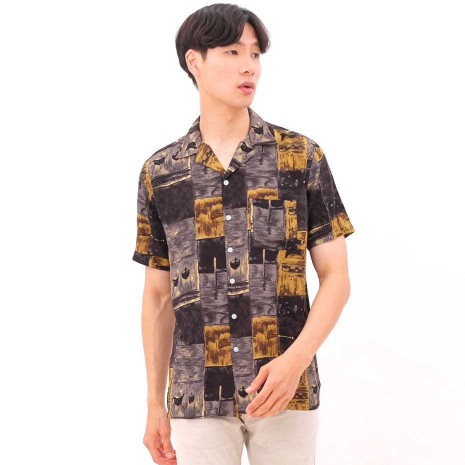 SANVANINA Kemeja Hawai Pria Printing - Timber Casual Shirt E-2006