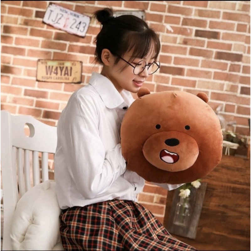 Boneka Bantal Karakter Kepala We Bare Bears Lembut Lucu Ukuran 40cm Berlabel SNI