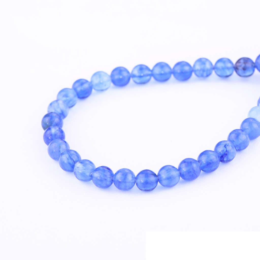 Manik-Manik Batu Kristal Alami Warna Biru Ukuran 4mm 6mm 8mm 10mm Untuk Membuat Gelang