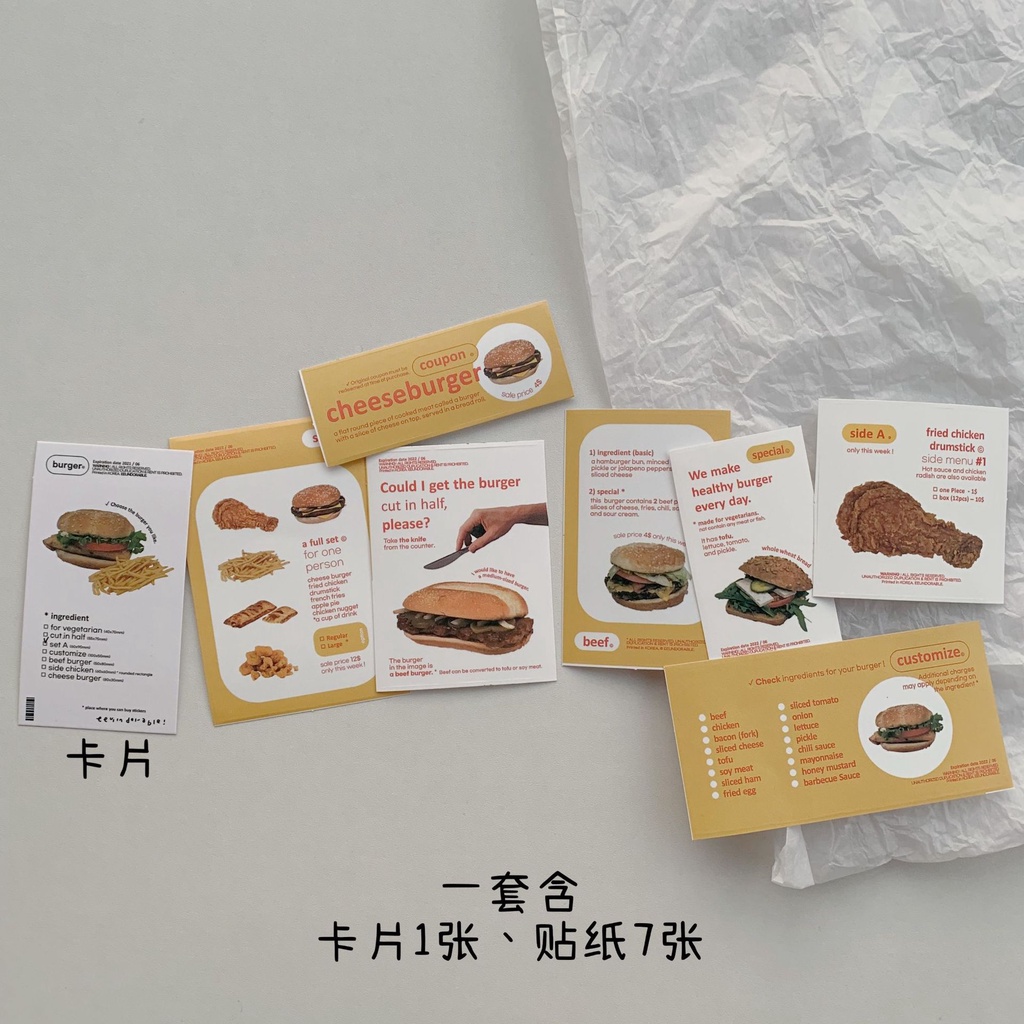 Ins Stiker Motif hamburger / Donat / Ayam Untuk Dekorasi Handphone / Komputer