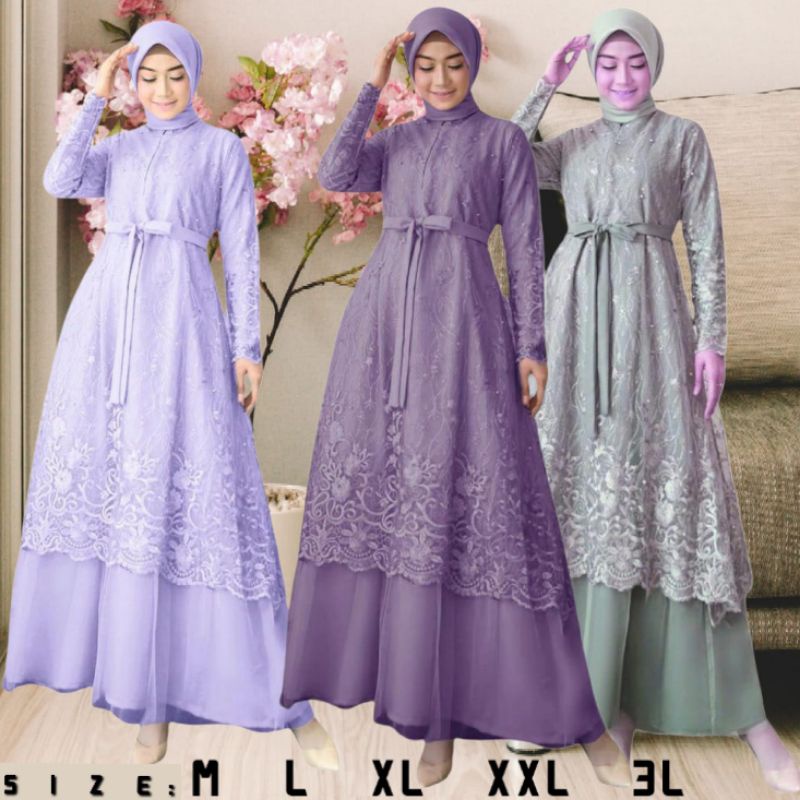 GAMIS BUSUI BRUKAT/BROKATDALAMAN LAPISAN FULL FURING DAN TILE FREE MASKER SIZE M L XL XXL XXXL