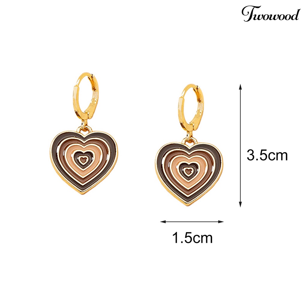 1 Pasang Anting Stud Multi Layer Bentuk Hati Untuk Kencan