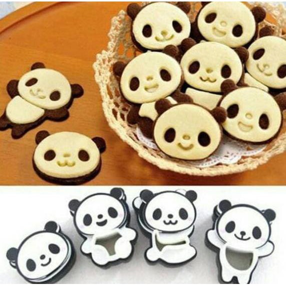 Cetakan Cookies Panda Kue Kering Panda Isi 4 - Cetakan Bento Panda - Cetakan Bento Lucu - Cetakan Sayur Keju