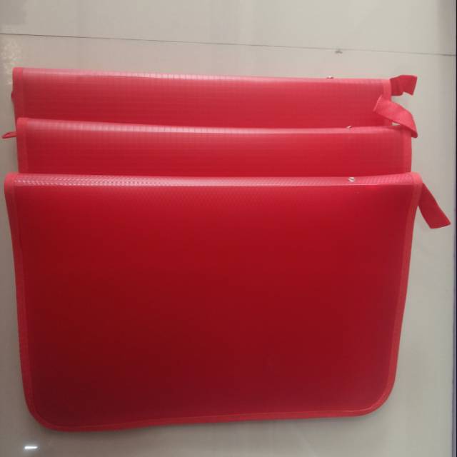 Map Plastik Resleting Merah Tidak Transparan / Tas File Folio atau F4