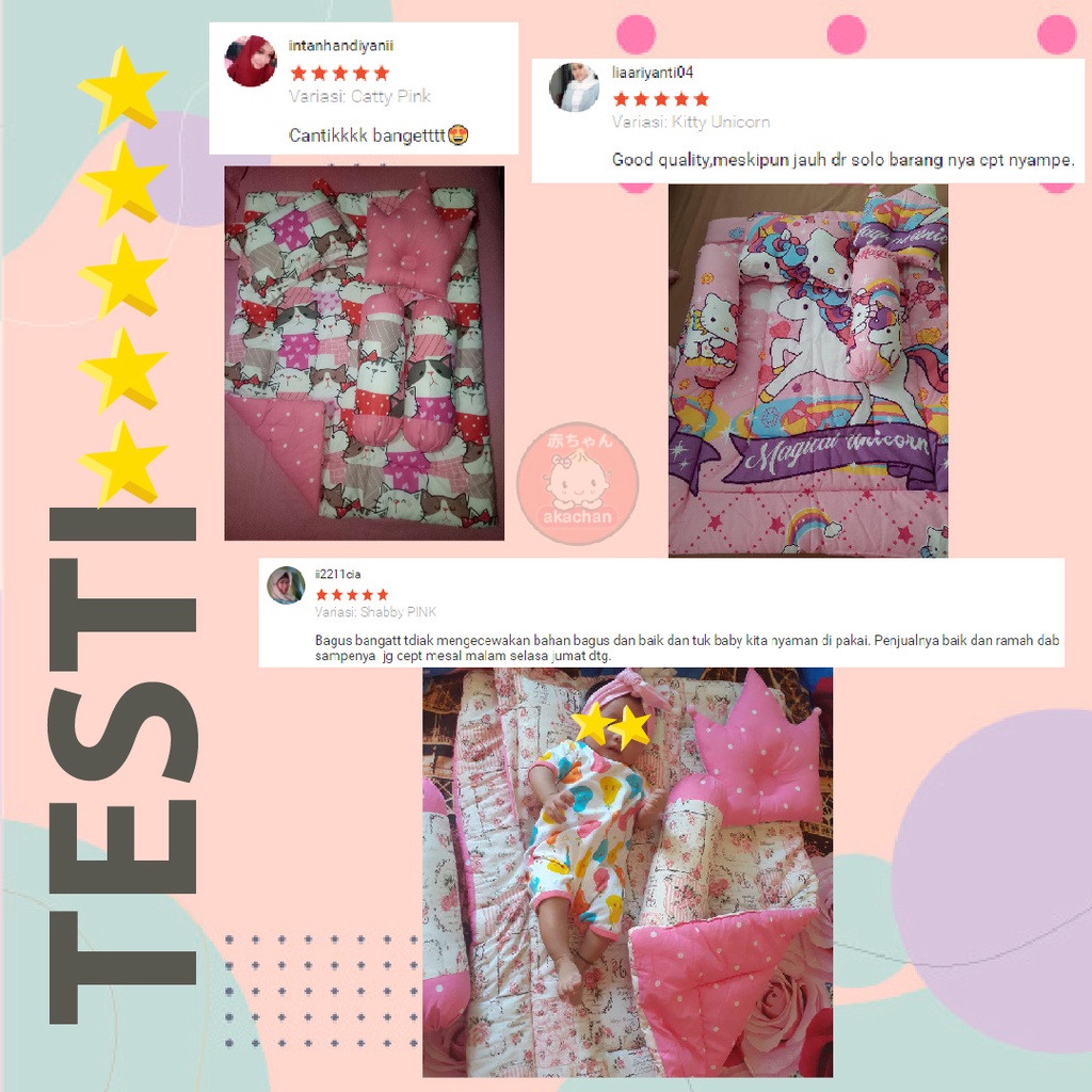 Green Tsum Baby Bed Set Bedcover Selimut Bantal Cover Akachan Bedset Crown Guling Alas Tidur bb Bayi